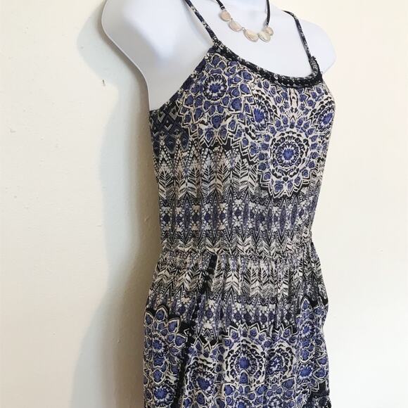 ANGIE Blue & Black Boho Print Romper, L, NWT! - Picture 4 of 11